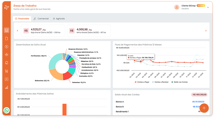 baixa automática de notas fiscais SEFAZ, integração financeira para produtor rural, importação de notas fiscais para SSCrop